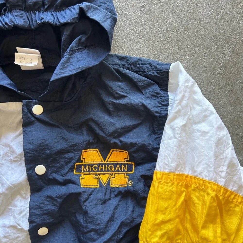 Vintage 90s Little King Michigan Wolverines Jacket BABY‎ Size 3 Blue Windbreaker